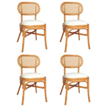 vidaXL Krzesła stołowe, 4 szt., jasnobrązowe, lniane - vidaXL