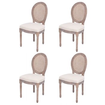 vidaXL Krzesła stołowe, 4 szt., kremowe, obite tkaniną - vidaXL
