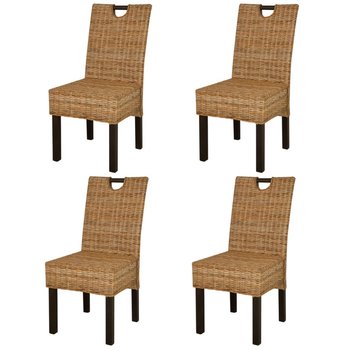 vidaXL Krzesła stołowe, 4 szt., rattan Kubu i drewno mango - vidaXL
