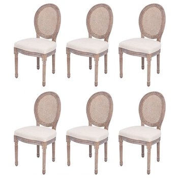 vidaXL Krzesła stołowe, 6 szt., kremowe, tkanina - vidaXL
