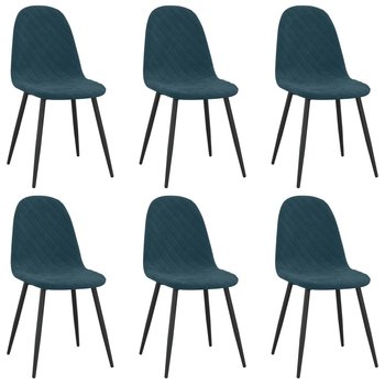 vidaXL Krzesła stołowe, 6 szt., niebieskie, obite aksamitem - vidaXL