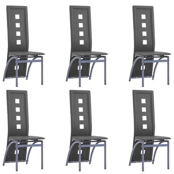 vidaXL Krzesła stołowe, 6 szt., szare, obite sztuczną skórą - vidaXL