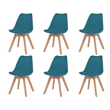 vidaXL Krzesła stołowe, 6 szt., turkusowe, plastikowe - vidaXL
