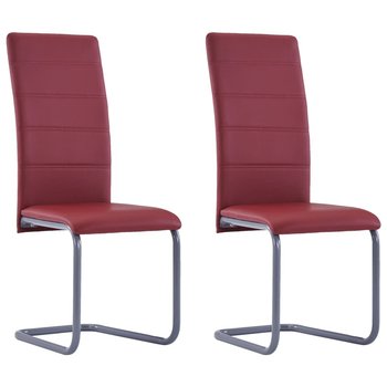 vidaXL Krzesła stołowe, wspornikowe, 2 szt., czerwone, sztuczna skóra - vidaXL