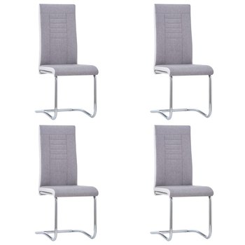 vidaXL Krzesła stołowe, wspornikowe, 4 szt., jasnoszare, tkanina - vidaXL