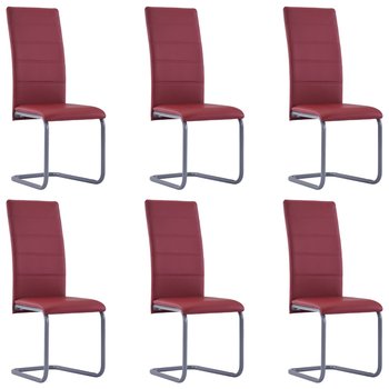 vidaXL Krzesła stołowe, wspornikowe, 6 szt., czerwone, sztuczna skóra - vidaXL