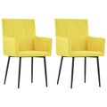 vidaXL Krzesła stołowe z podłokietnikami, 2 szt., żółte, obite tkaniną  - vidaXL