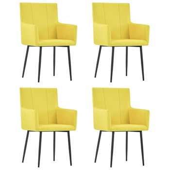 vidaXL Krzesła stołowe z podłokietnikami, 4 szt., żółte, obite tkaniną - vidaXL