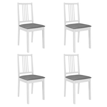 vidaXL Krzesła z poduszkami, 4 szt., białe, lite drewno - vidaXL