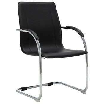 vidaXL Krzesło biurowe, wspornikowe, czarne, sztuczna skóra  - vidaXL