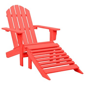vidaXL, Krzesło ogrodowe Adirondack z podnóżkiem, jodłowe, czerwone - vidaXL