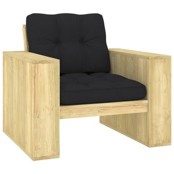 vidaXL, Krzesło ogrodowe z czarnymi poduszkami, impregnowana sosna - vidaXL