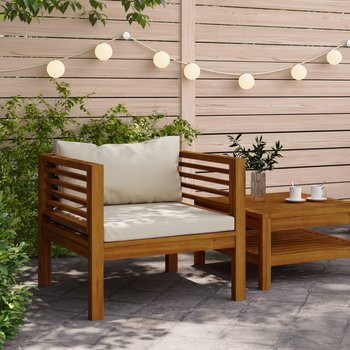 vidaXL Krzesło ogrodowe z kremowymi poduszkami, lite drewno akacjowe - vidaXL