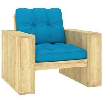 vidaXL, Krzesło ogrodowe z niebieskimi poduszkami, impregnowana sosna - vidaXL