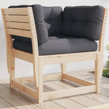 vidaXL Krzesło ogrodowe z podłokietnikami i poduszkami, drewno sosnowe - vidaXL