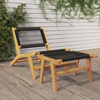 vidaXL Krzesło ogrodowe z podnóżkiem, drewno tekowe i poliester - vidaXL