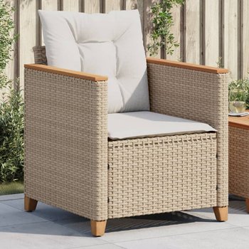 vidaXL Krzesło ogrodowe z poduszkami, beżowe, polirattan - vidaXL