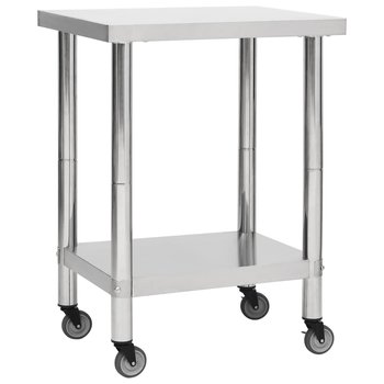 vidaXL Kuchenny stół roboczy na kółkach, 80x45x85 cm, stal nierdzewna - vidaXL