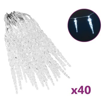 vidaXL Lampki świąteczne sople, 40 szt., zimne, białe światło, akryl - vidaXL