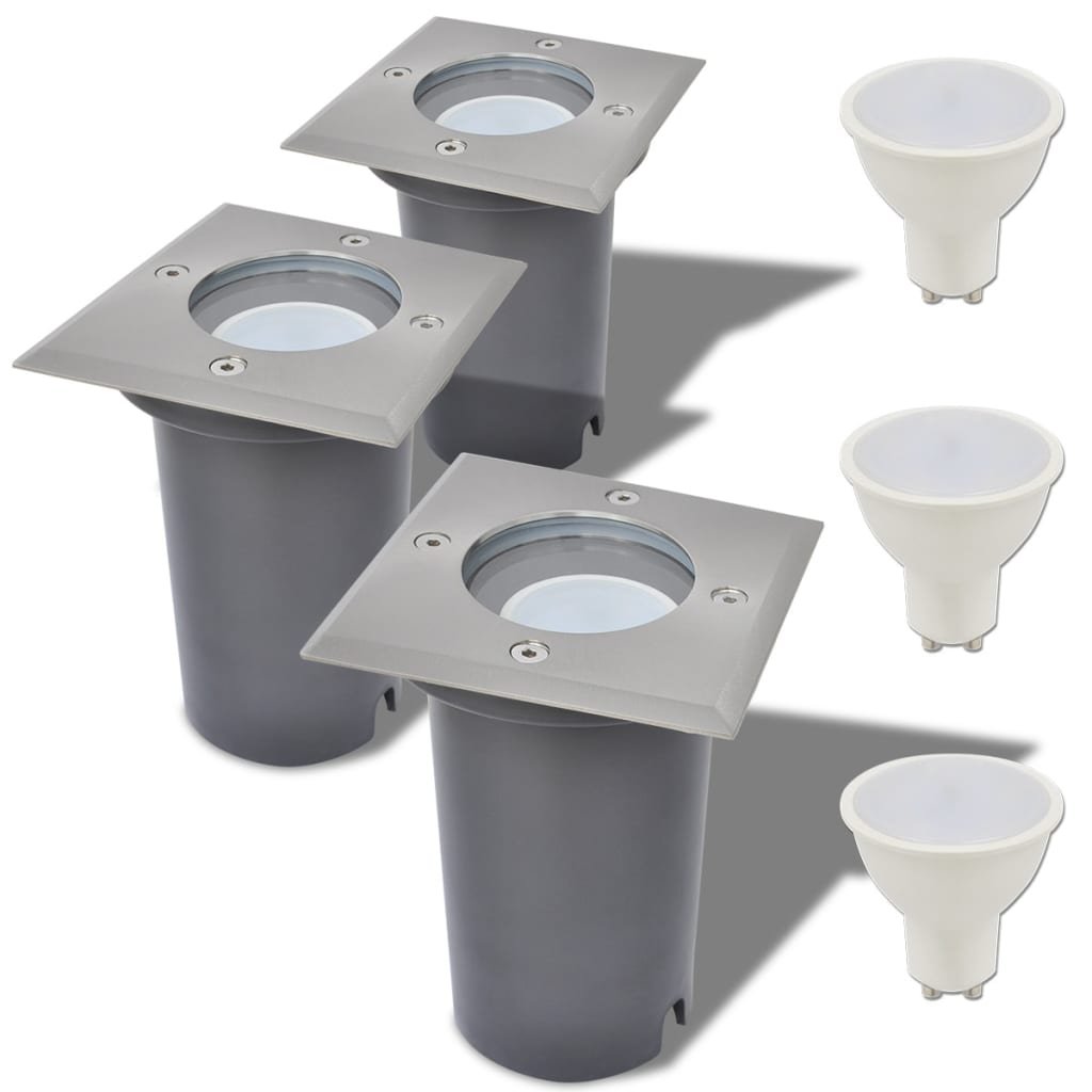 vidaXL Lampy najazdowe LED 3 szt. kwadratowe