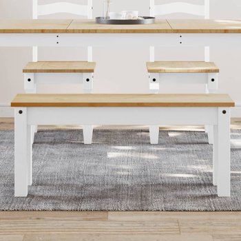 vidaXL Ławka stołowa Panama, biała, 105x30x45 cm, lite drewno sosnowe - vidaXL