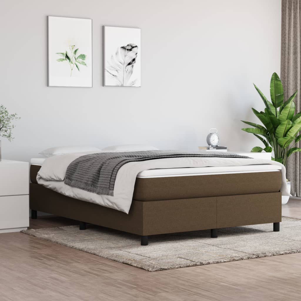 Фото - Ліжко VidaXL Rama łóżka, ciemnobrązowa, 140 x 200 cm, obita tkaniną 