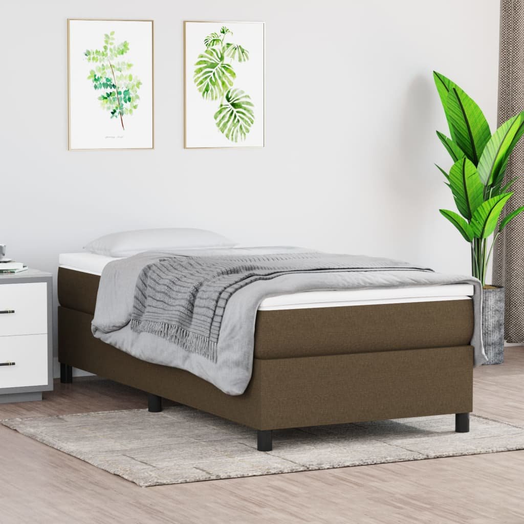 Фото - Ліжко VidaXL Rama łóżka, ciemnobrązowa, 90x200 cm, tapicerowana tkaniną 