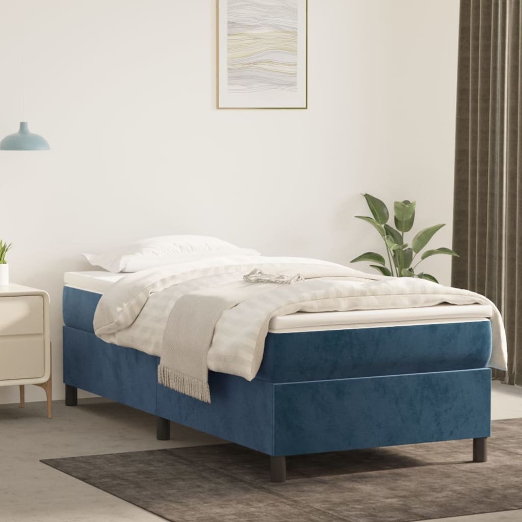 Фото - Ліжко VidaXL Rama łóżka, ciemnoniebieska, 80x200 cm, tapicerowana aksamitem 