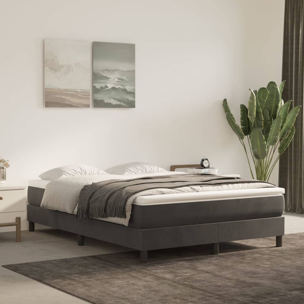 Фото - Ліжко VidaXL Rama łóżka, ciemnozielona, 140x190 cm, tapicerowana aksamitem 