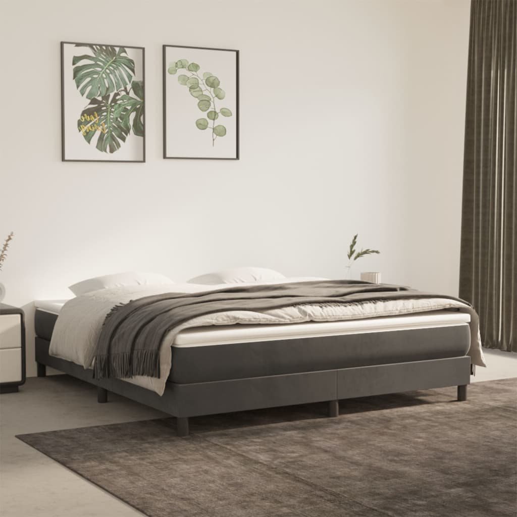 Фото - Ліжко VidaXL Rama łóżka, ciemnoszara, 160x200 cm, tapicerowana aksamitem 