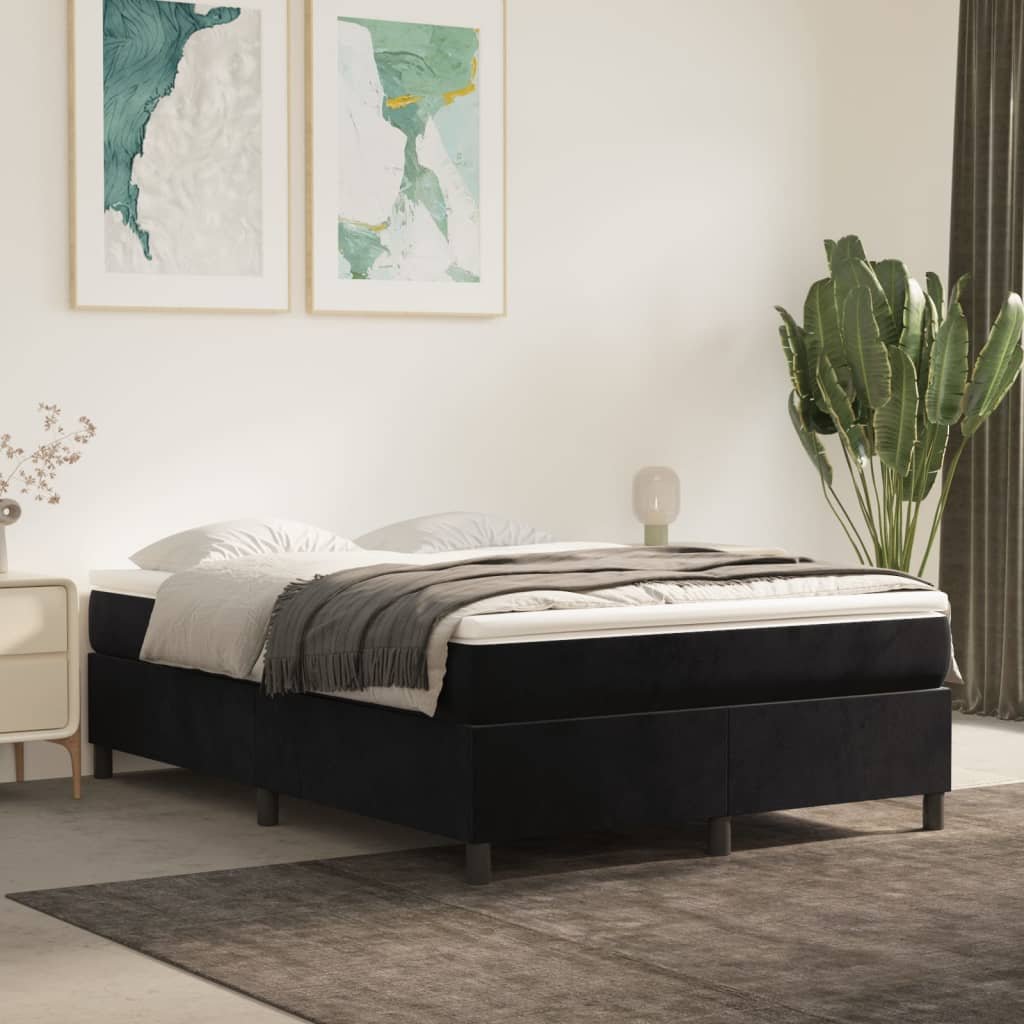 Фото - Ліжко VidaXL Rama łóżka, czarna, 140x190 cm, tapicerowana aksamitem 