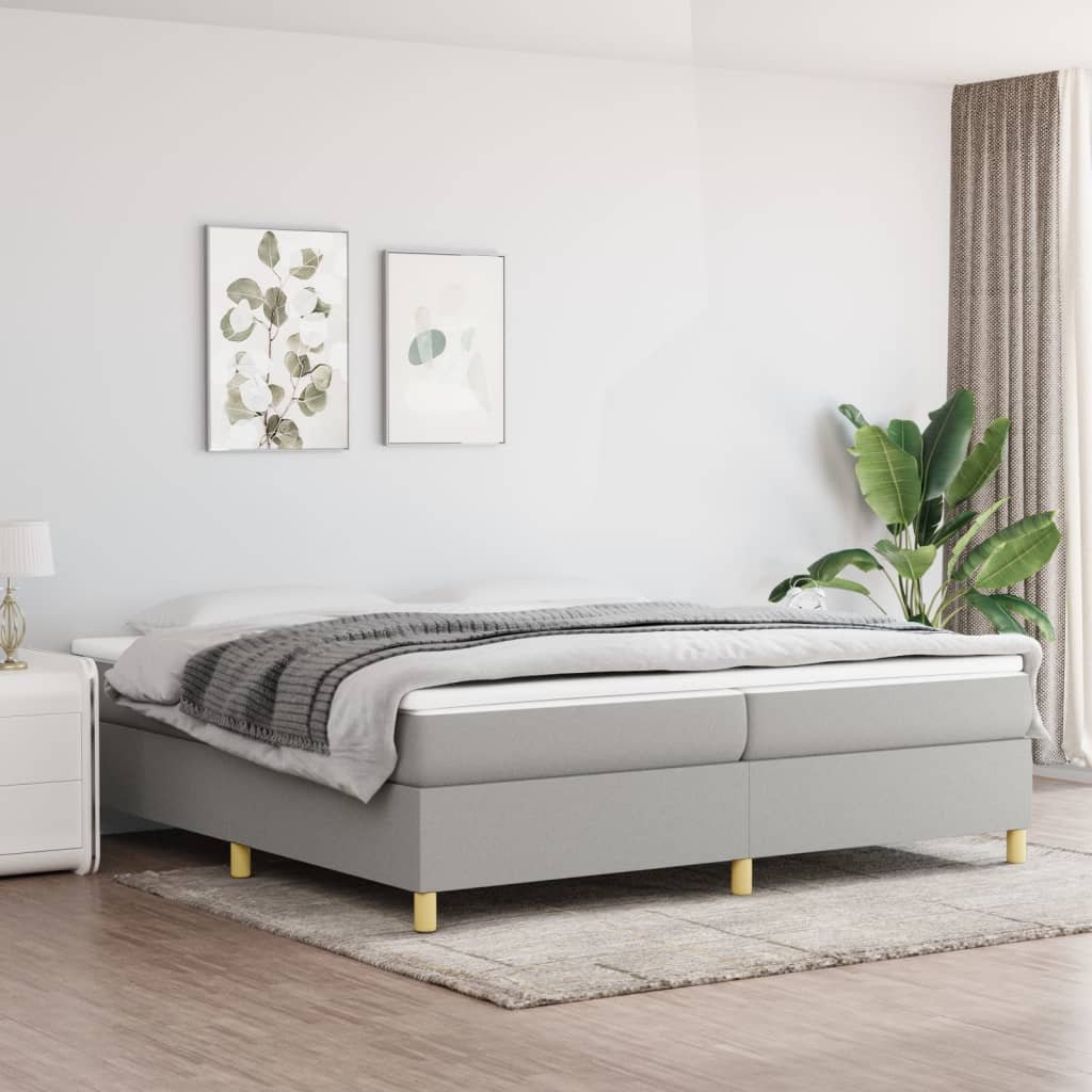 Фото - Ліжко VidaXL Rama łóżka, jasnoszara, 200 x 200 cm, tapicerowana tkaniną 