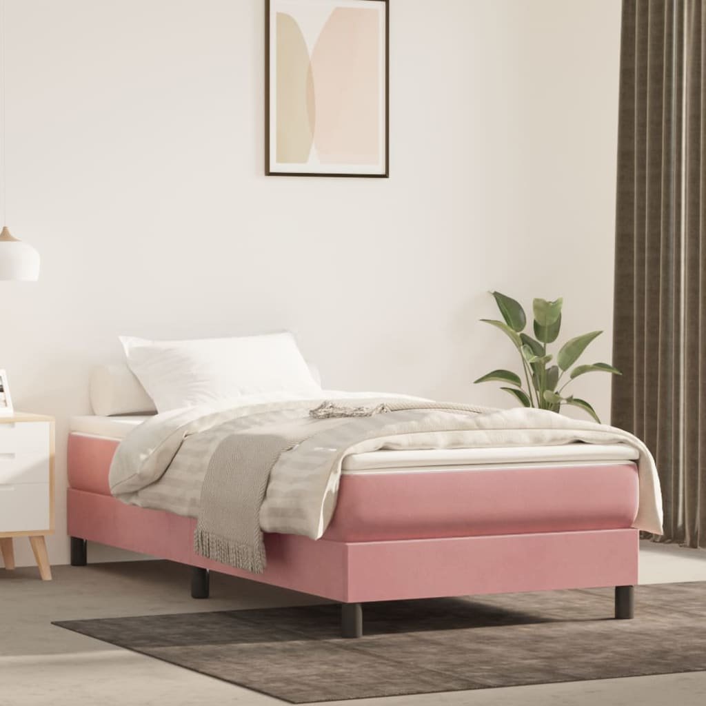 Фото - Ліжко VidaXL Rama łóżka, różowa, 100 x 200 cm, tapicerowana aksamitem 