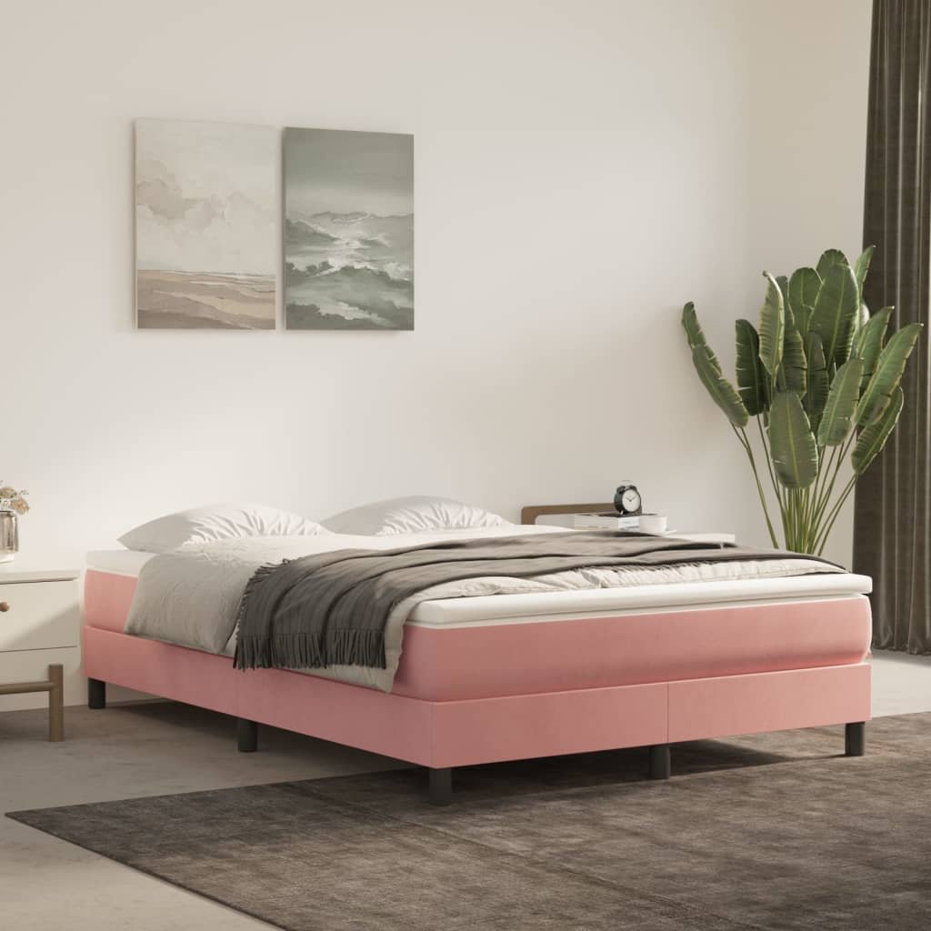 Фото - Ліжко VidaXL Rama łóżka, różowa, 140 x 200 cm, tapicerowana aksamitem 