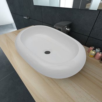 vidaXL Luksusowa ceramiczna umywalka, owalna, biała, 63 x 42 cm - vidaXL