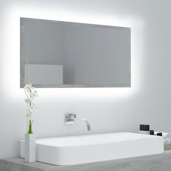 vidaXL Lustro łazienkowe LED, szarość betonu, 90x8,5x37 cm, akryl - vidaXL