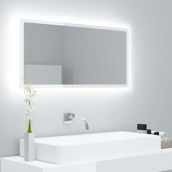 vidaXL Lustro łazienkowe LED, wysoki połysk, białe, 90x8,5x37cm, akryl - vidaXL
