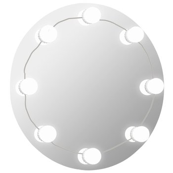 vidaXL Lustro ścienne z lampkami LED, okrągłe, szklane - vidaXL
