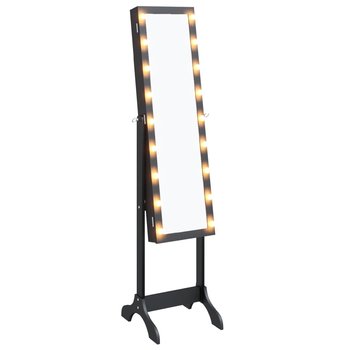 vidaXL Lustro stojące z LED, czarne, 34x37x146 cm - vidaXL