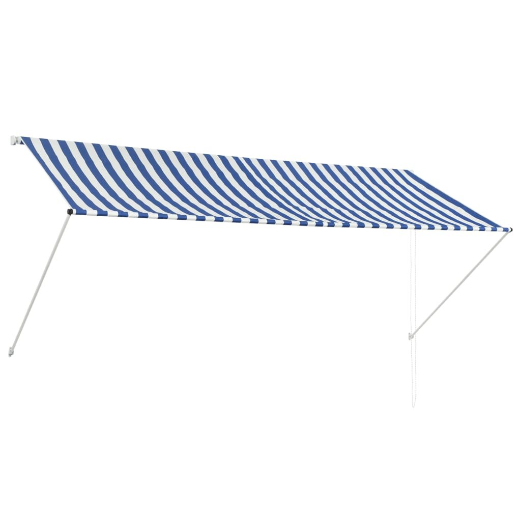 vidaXL Markiza zwijana, 300 x 150 cm, biało-niebieska