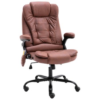vidaXL Masujące krzesło biurowe, jasnobrązowe, sztuczna skóra zamszowa - vidaXL
