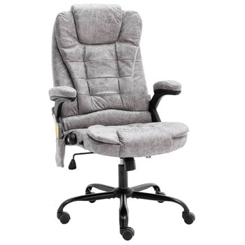 vidaXL Masujące krzesło biurowe, jasnoszare, sztuczna skóra zamszowa - vidaXL