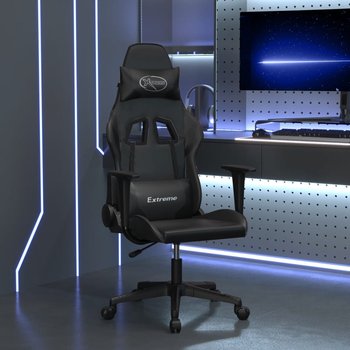 vidaXL Masujący fotel gamingowy, czarny, sztuczna skóra - vidaXL