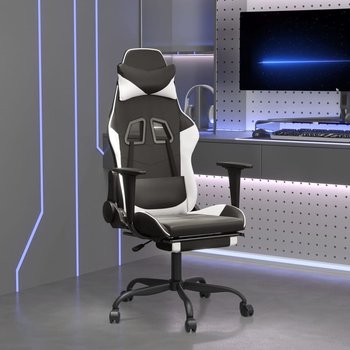Vidaxl masujący fotel gamingowy z podnóżkiem, czarno-biały - vidaXL