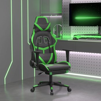 Vidaxl masujący fotel gamingowy z podnóżkiem, czarno-zielony, ekoskóra - vidaXL