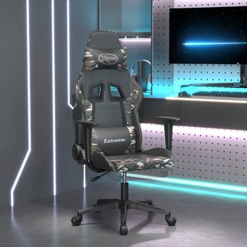 Vidaxl masujący fotel gamingowy z podnóżkiem, czarny i moro - vidaXL