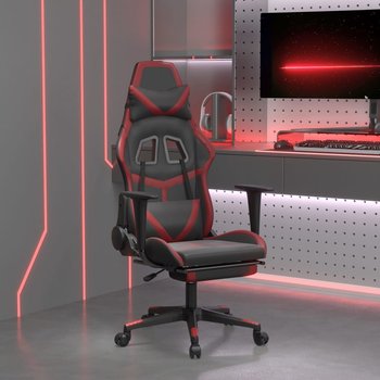 Vidaxl masujący fotel gamingowy z podnóżkiem, czarny i winna czerwień - vidaXL