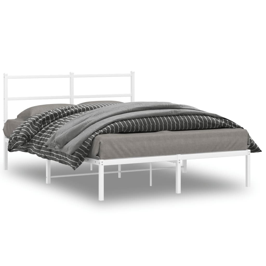 Фото - Ліжко VidaXL Metalowa rama łóżka z wezgłowiem biała, 140x200 cm 