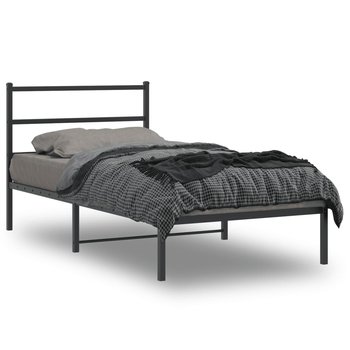 vidaXL Metalowa rama łóżka z wezgłowiem, czarna, 100x200 cm - vidaXL