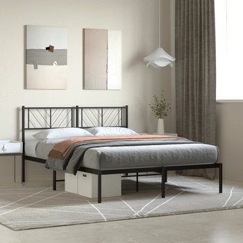 vidaXL Metalowa rama łóżka z wezgłowiem, czarna, 160x200 cm - vidaXL